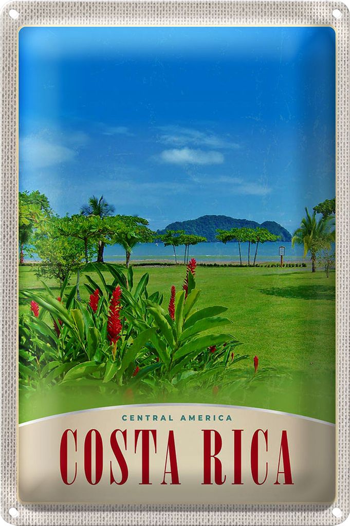 Blechschild Reise 20x30cm Costa Rica Central Amerika Strand Meer
