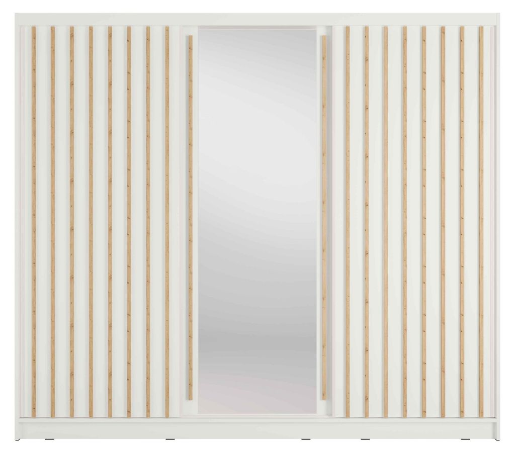 Masseno Schiebetürenschrank VEYDAR 248/215/62cm 3-türig mit Spiegel Weiß