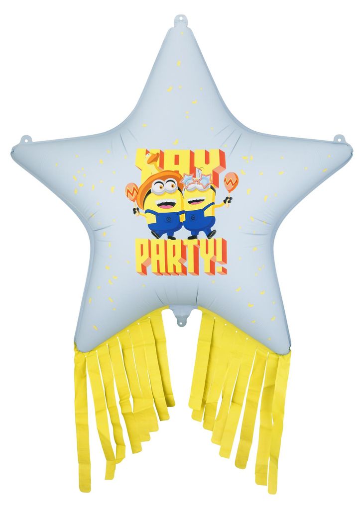 Folienballon Minions 72cm Stern mit Fransen Blau / Gelb / Orange