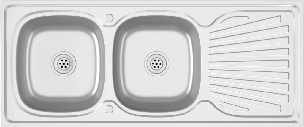Grand évier de cuisine 2 bacs 120x50 cm en inox pour famille vidaXL