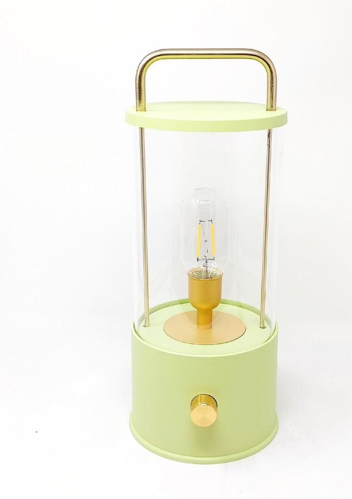 LED Deko Lampe Laterne grün H. 26cm Akku mit USB Anschluss Formano Garten WA