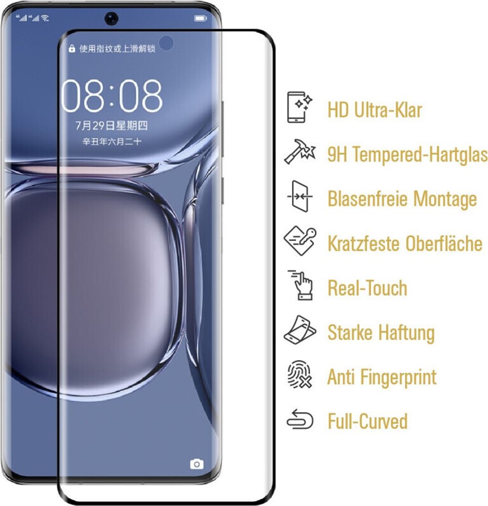 6x 9H Panzerglas für Huawei P50 Pro FULL CURVED Displayschutz Schutzglas Panzerfolie Schutzfolie Displayglas Hartglas echtes Tempered Sicherheitsg...
