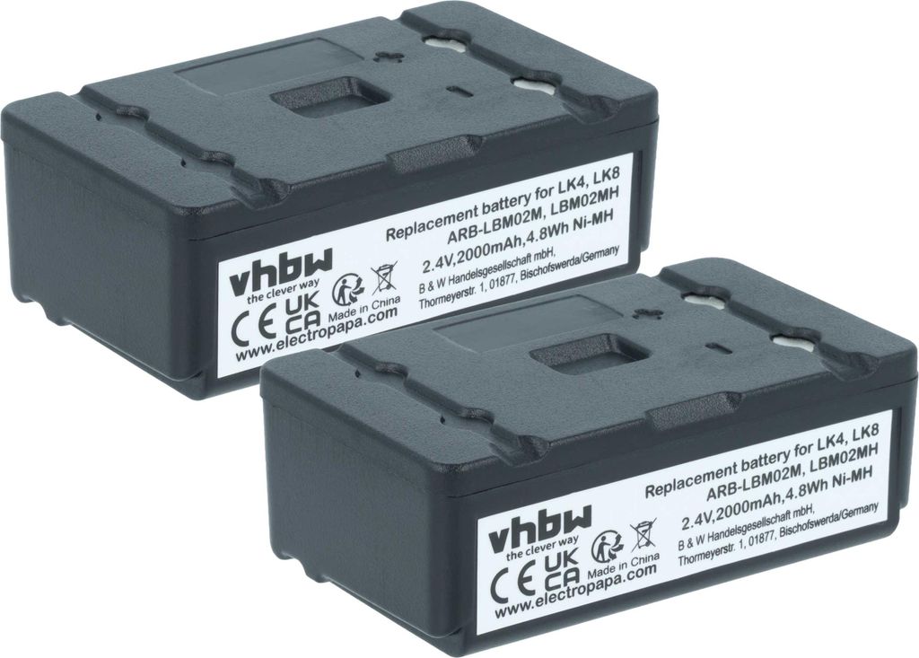 vhbw 2x Akku kompatibel mit Autec LK8, Light LK8, Light LK6, Light LK4, LK6, LK4 Fernbedienung Remote Control (2000 mAh, 2,4 V, NiMH)