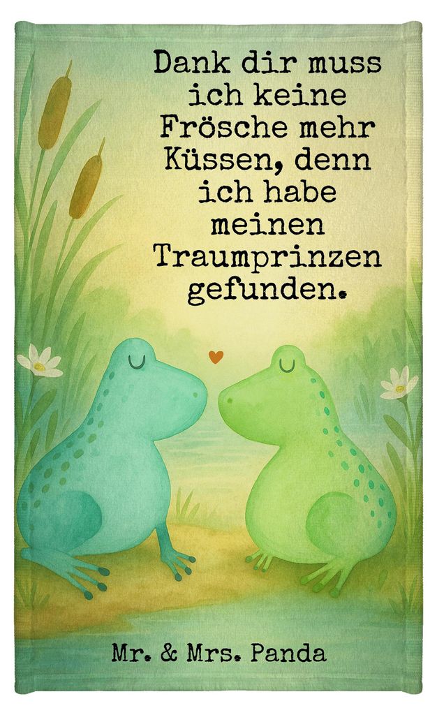 Mr. & Mrs. Panda Handtuch Frosch Liebe Design - Weiß - Geschenk, Frotteehandtuch, frottierhandtuch, Gästetuch, Hochzeitstag, Freundin, Frotteetuc...