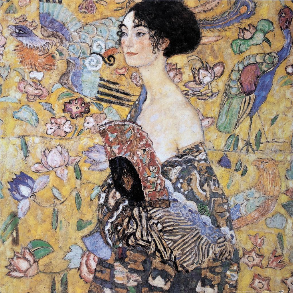 Gustav Klimt Kunstdruck Bild - Dame Mit Fächer, 1917-18 (70 x 70 cm)