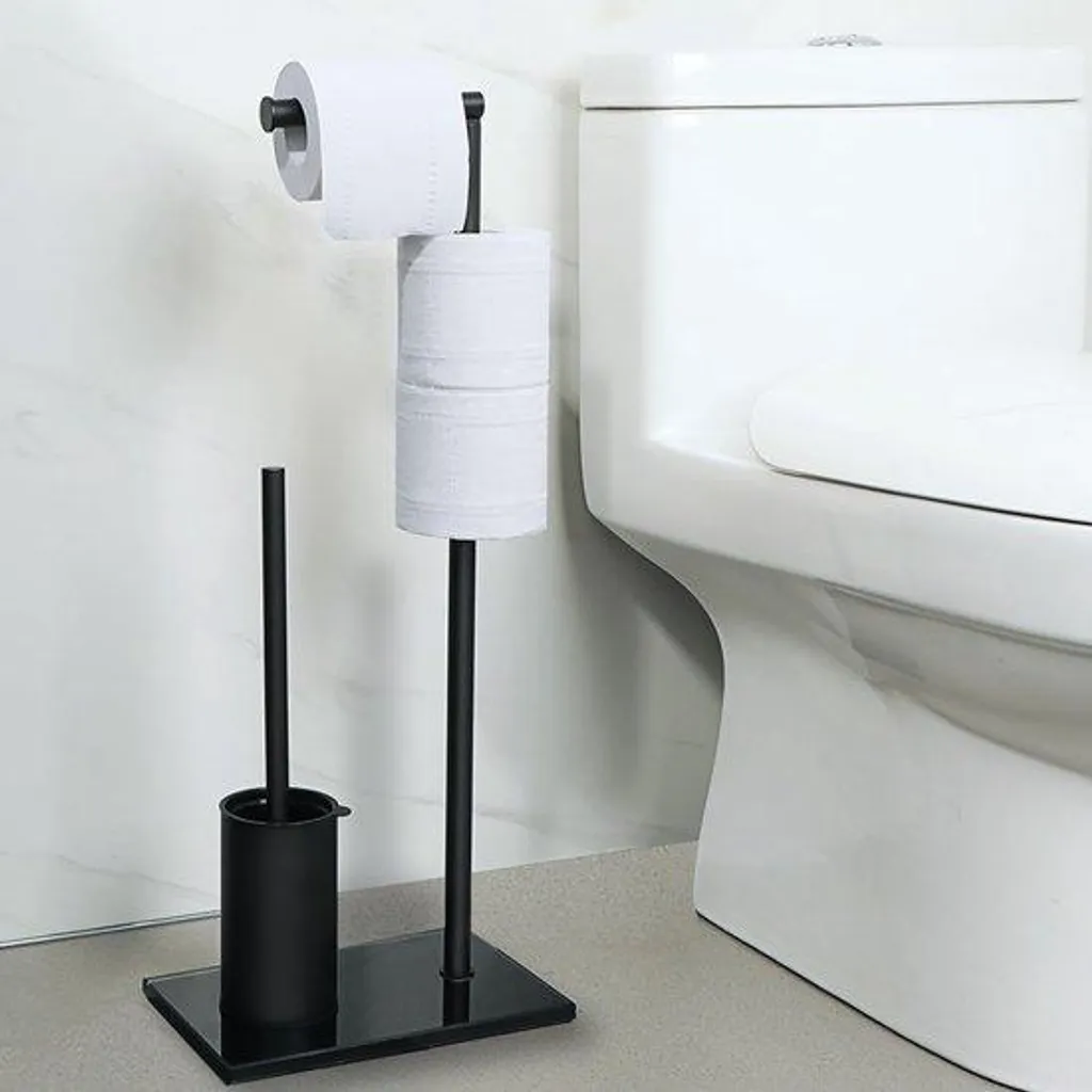 Combiné porte-rouleau et brosse WC gain de place pour petite salle bain