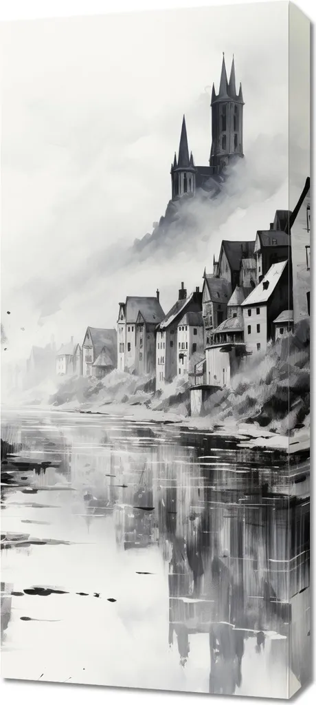 Quadro Moderno 40x90 Riflesso Nebbioso - Arte Contemporanea Panoramica