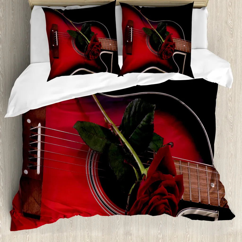 Copripiumino 200x200 Rosso Rubino ABAKUHAUS - Chitarra e Amore
