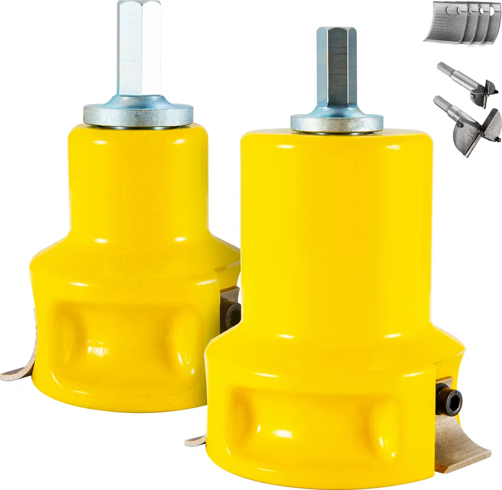 Fresa a tenone SucceBuy, diametro 1"/25,4 mm e 2"/50,8 mm. Con lame a doppia curvatura e viti con testa a bottone. Alluminio e acciaio di alta qualità. Set per il fai da te. Ideale per principianti e per uso commerciale.