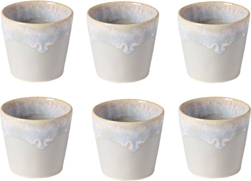 Costa Nova Grespresso handgefertigte Espressotassen – 6er-Set – Grau – Portugiesisches Steingut – 90 ml – Höhe 6 cm