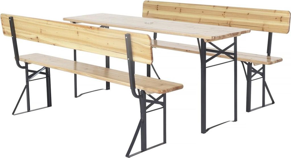 Set da giardino in legno con schienale "Lisbona" - 180 cm - Immagine del prodotto 