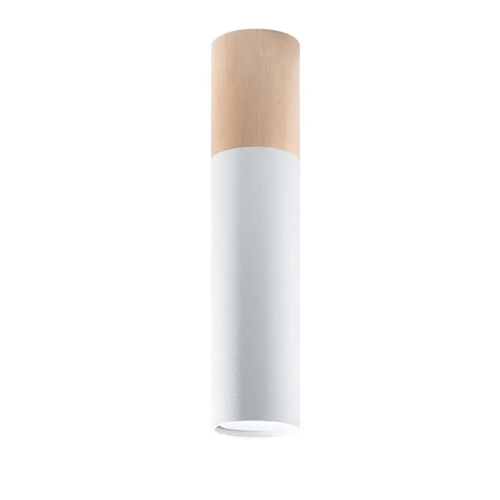 Spot Soffitto PABLO Bianco 1xGU10 Acciaio Legno 30cm | Sollux
