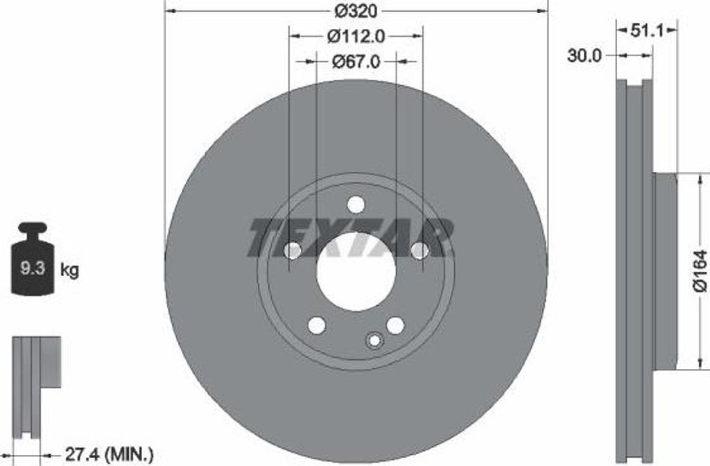 TEXTAR 92258003 Bremsscheibe OE 402065DH0A kompatibel mit GLA-Klasse, CLA, B-Klasse, A-Klasse