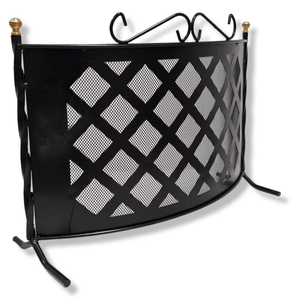 Grille de cheminée fer forgé robuste, écran anti-étincelles décoratif