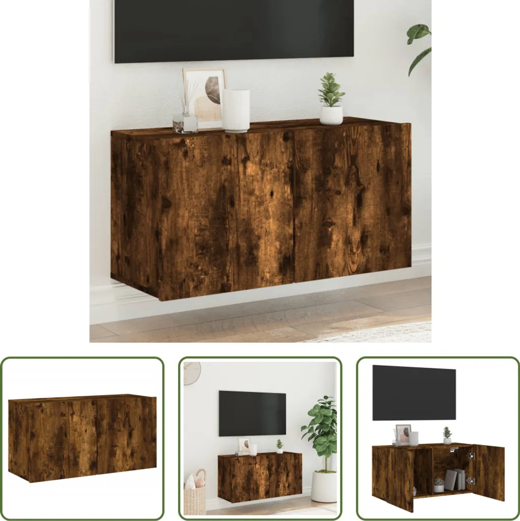 Mobile Porta TV da Parete 80x30x41 cm Rovere Fumé - Offerta Online
