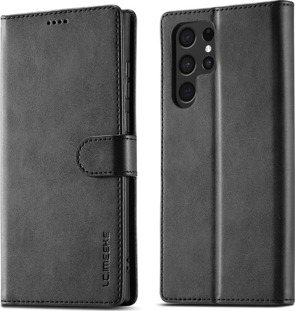 Samsung Galaxy S22 Ultra Hülle - LC.IMEEKE Luxus Klapphülle - Schwarz