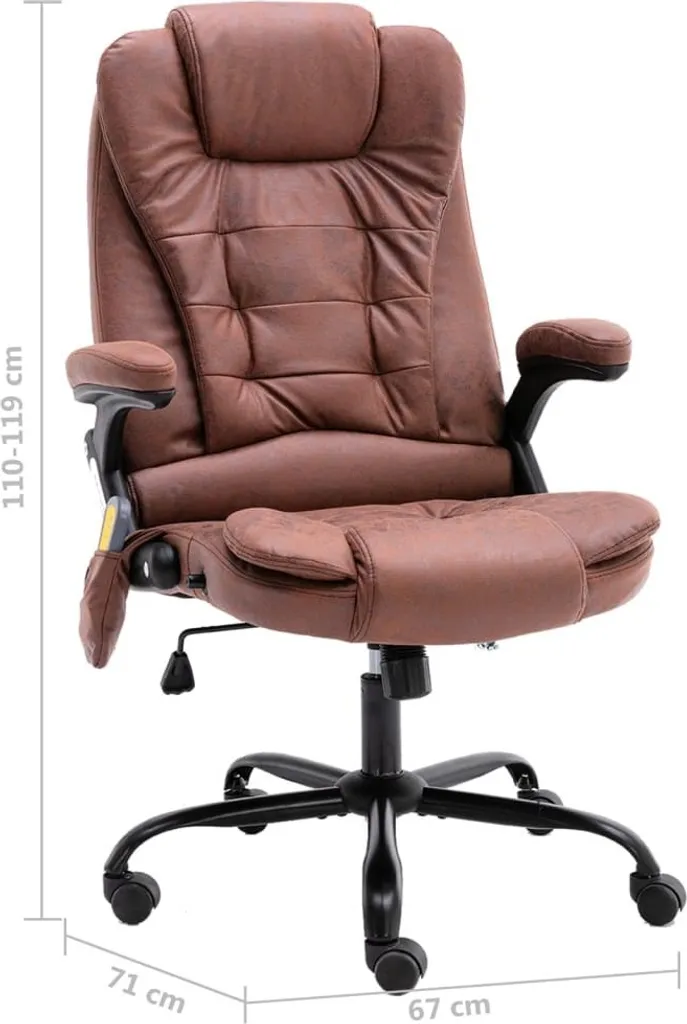 Chaise de bureau massante contre le mal de dos aspect daim marron