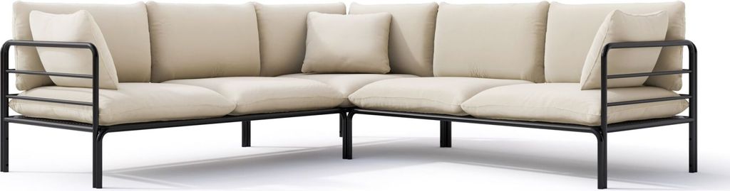 Selsey Worcully - Gartenecksofa mit wasserfestem Bezug, Beige / schwarzes Gestell