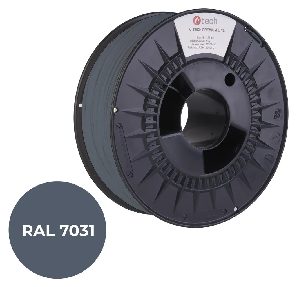 Filament PLA C-TECH Premium Line 1.75mm 1kg Gris bleu RAL7031