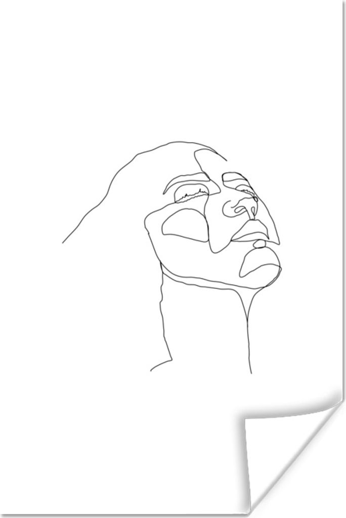 MuchoWow Poster Frauen - Schwarz - Weiß - Strichzeichnung 60x90 cm - Wanddekoration