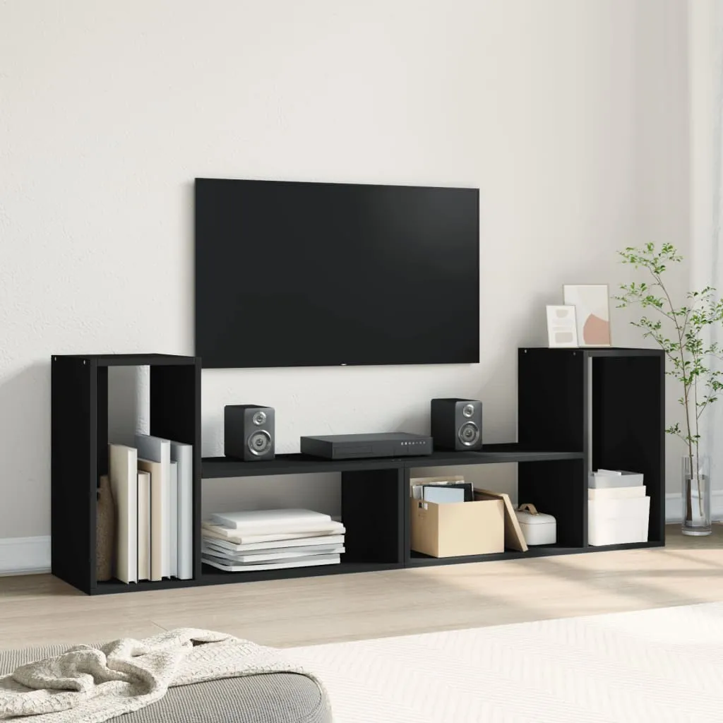 Mobili TV Neri 2 pz The Living Store 75x30x50 cm Legno Multistrato Moderno - 4