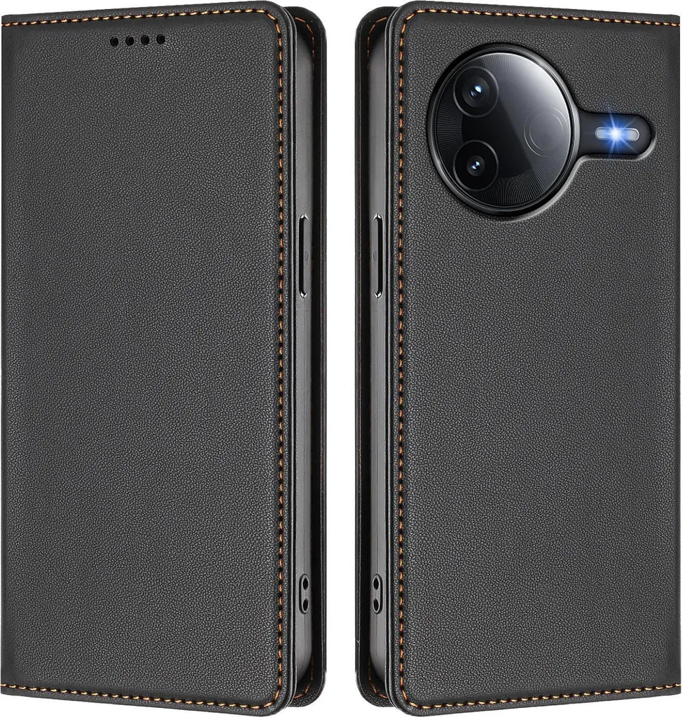 Custodia in pelle per Xiaomi Poco F7 Pro/F7 Ultra, flip case magnetico in Finto cuoio con supporto Nero