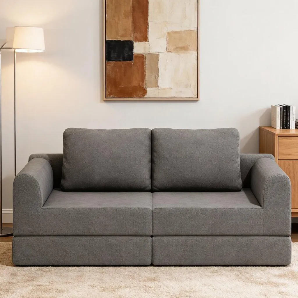 Canapé convertible avec mousse à mémoire de forme et dossier réglable gris - 16