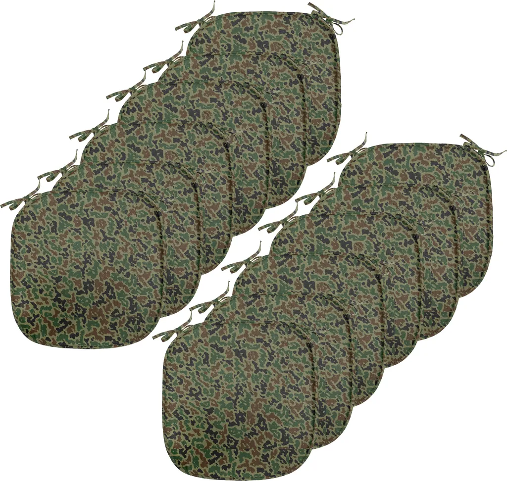 ABAKUHAUS Rivestimenti per sedie da sala da pranzo, motivo Green Forest, cuscini decorativi impermeabili con cinturini per sedie da cucina, 40 cm x 40 cm, confezione da 12, verde marrone nero