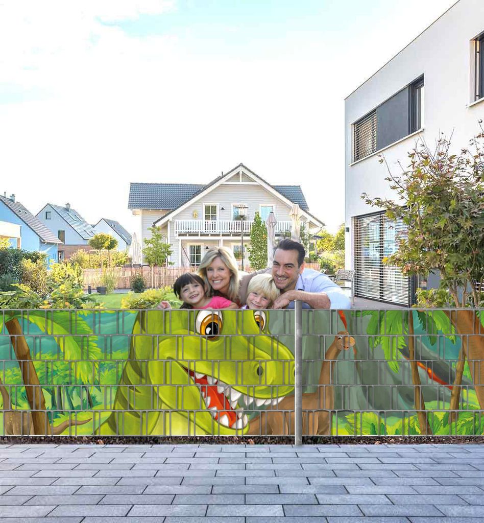 Sichtschutzstreifen Dinotreffen am Fluss Sichtschutz Garten Zaun - Teil2 - 250x100cm