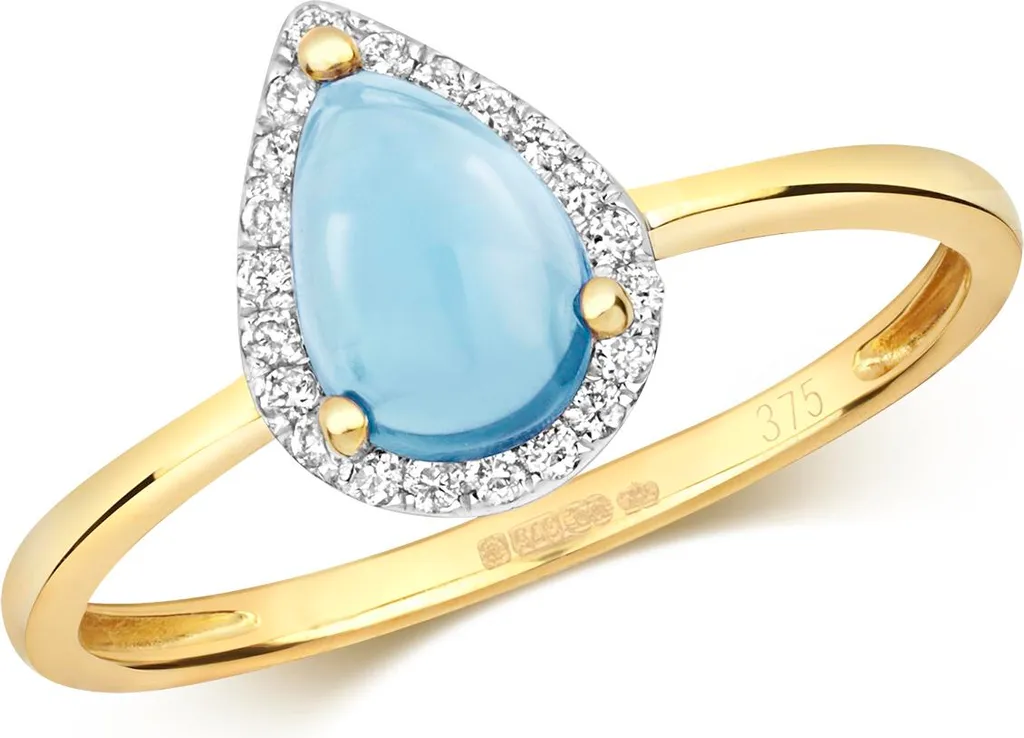 Bague Femme Pavage Or 375/1000 Diamant 0.09ct et Topaze Bleue TRS2227RSL