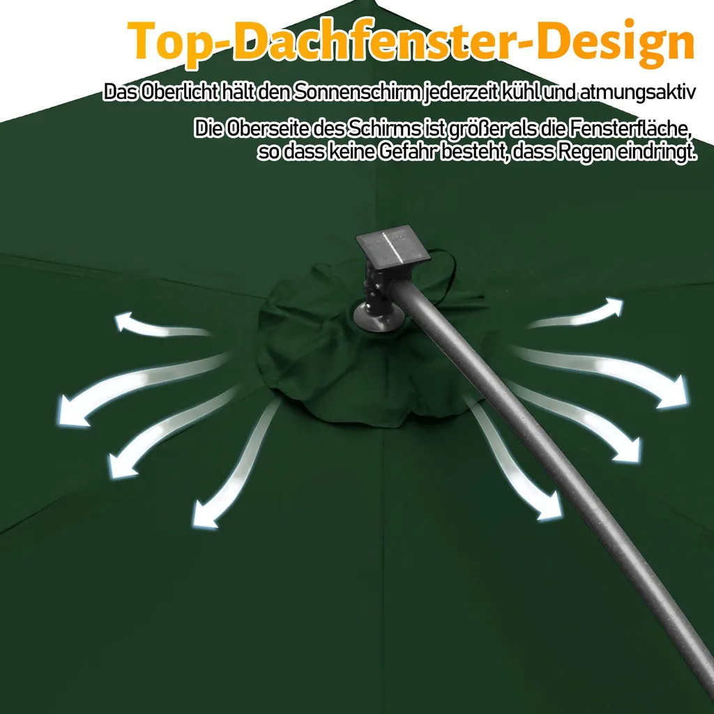 Ombrellone da Esterno Izrielar 350cm Verde - Design e Protezione UV - 7