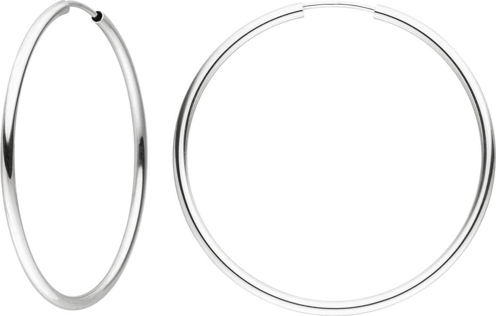 Paar Creolen 39,2x1,7mm aus 925 Silber Ohrringe rund glänzend rhodiniert Damen