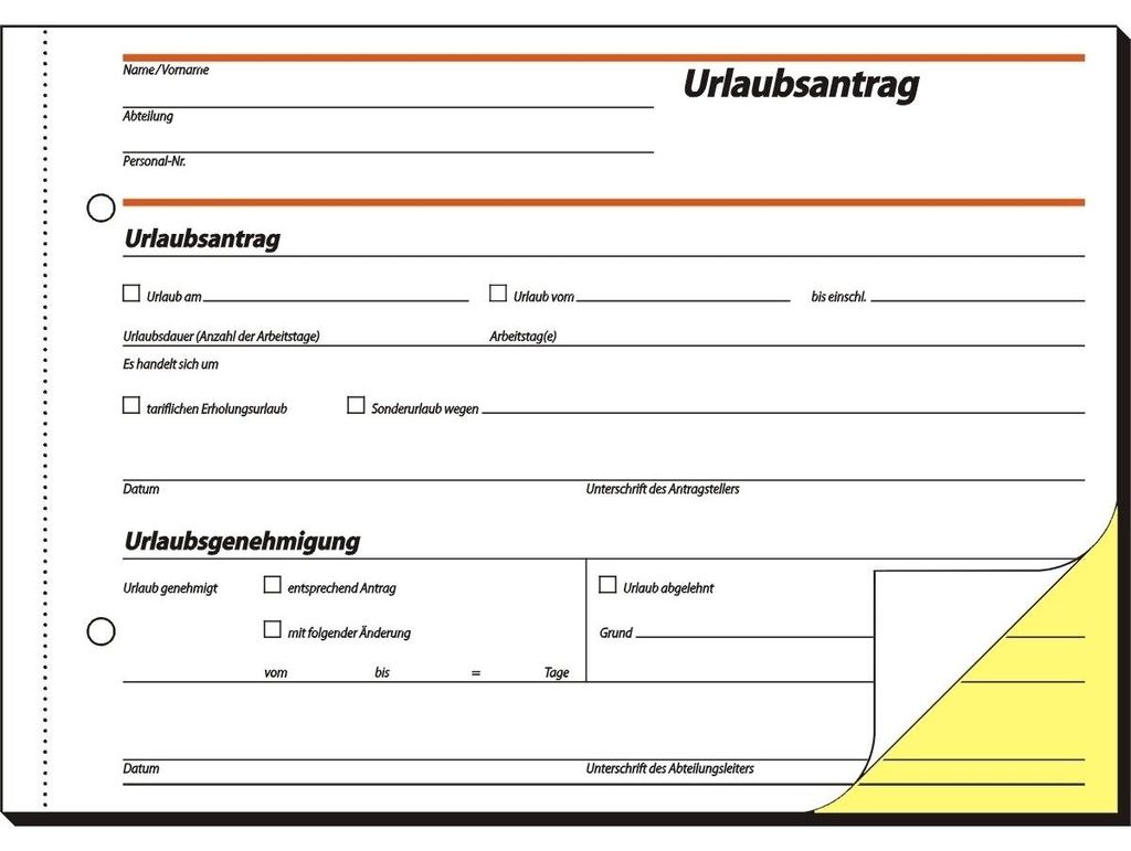 SIGEL SD045 Urlaubsanträge, 1. und 2. Blatt bedruckt, A5 q, Produktbild 