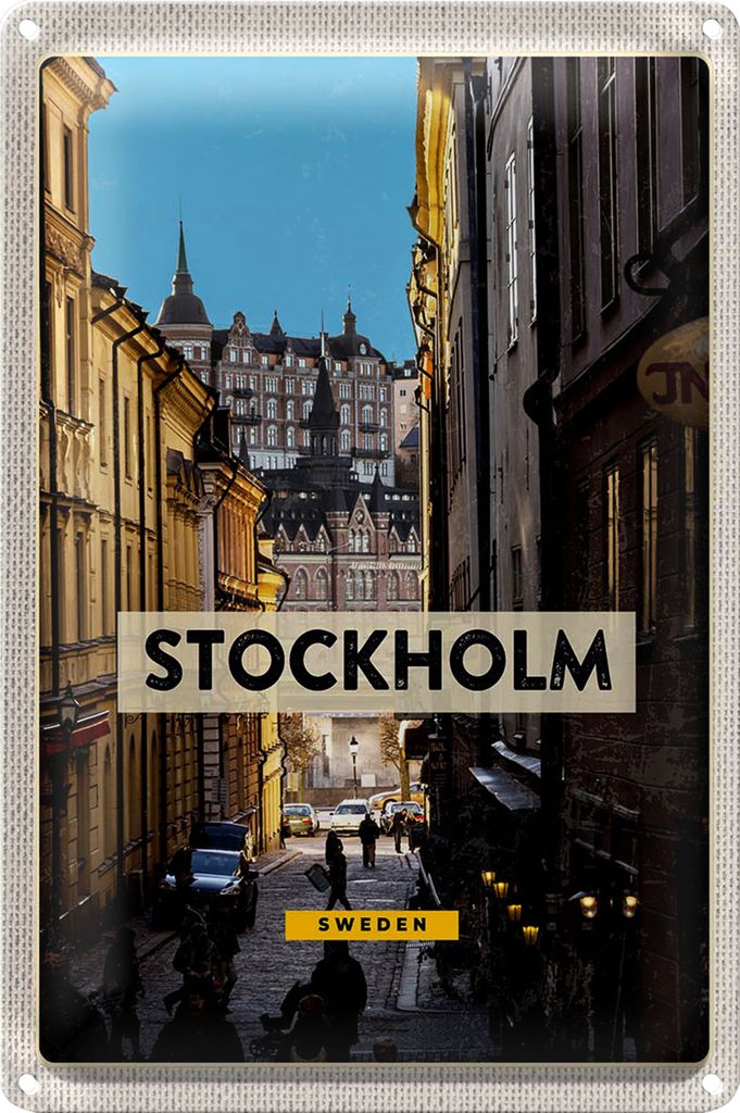Blechschild Reise 18x12cm Stockholm Schweden Altstadt Reise