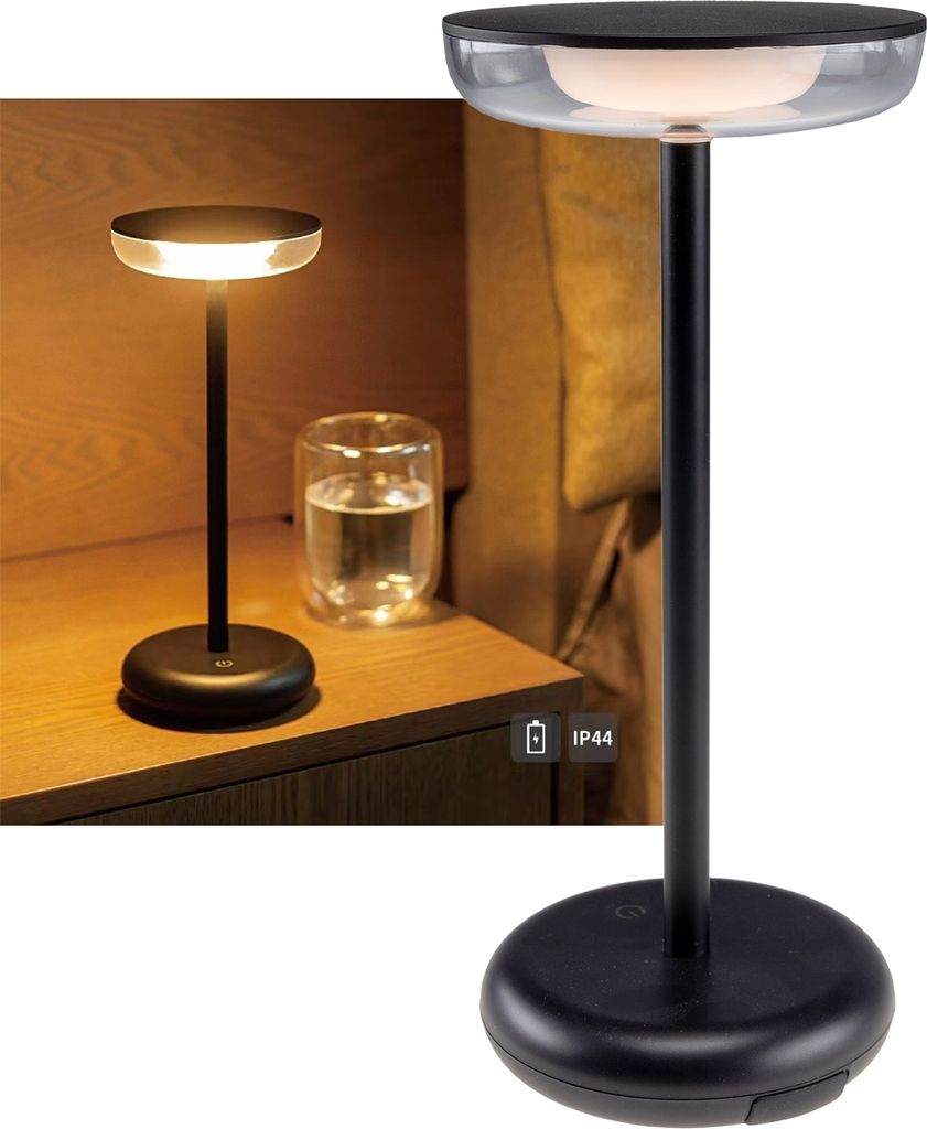 CHILITEC LED Akku Tischleuchte Foco Luz, 2900K, dimmbar, schwarz