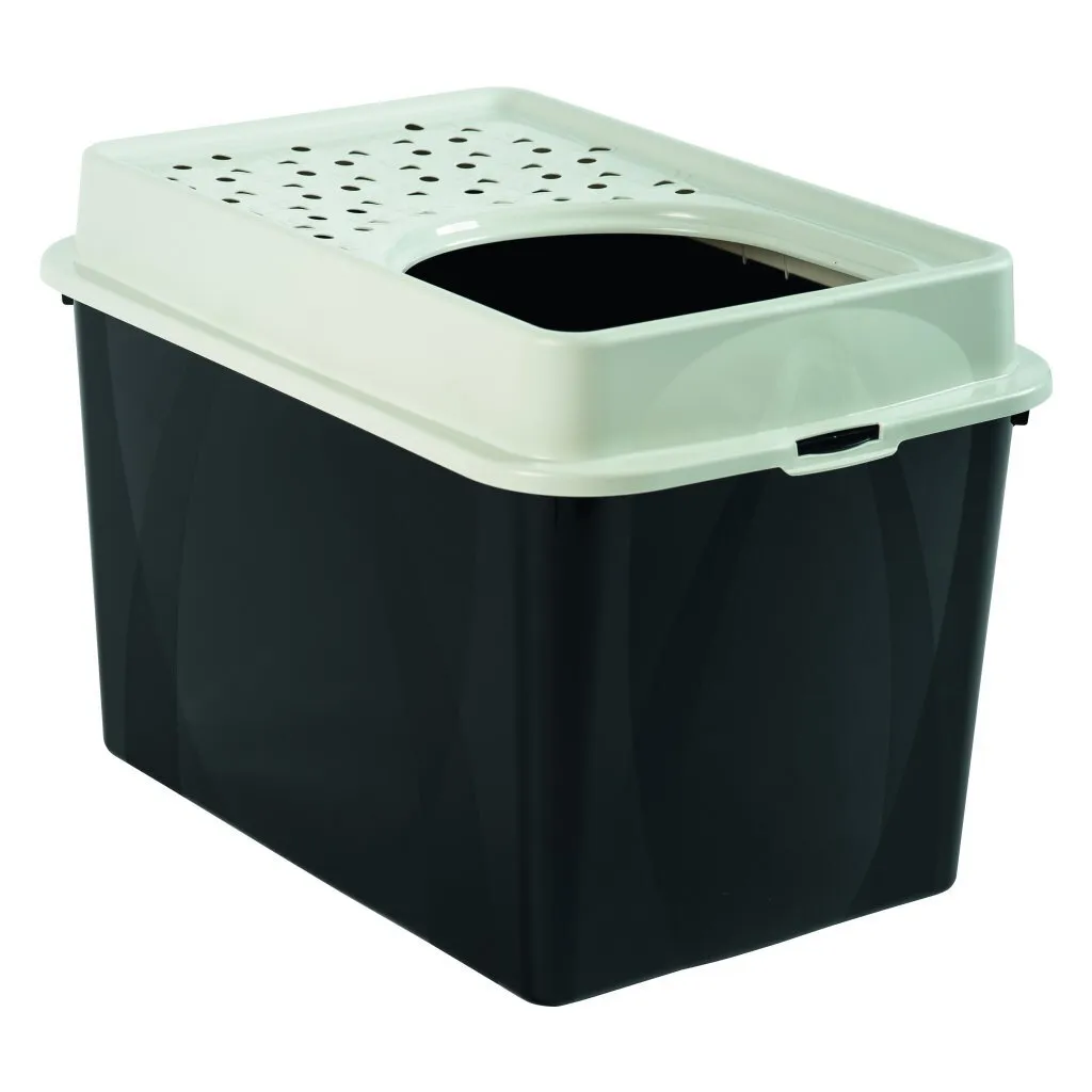 Rotho Eco Berty 57cm: Lettiera Top Entry Professionale Nero/Sabbia