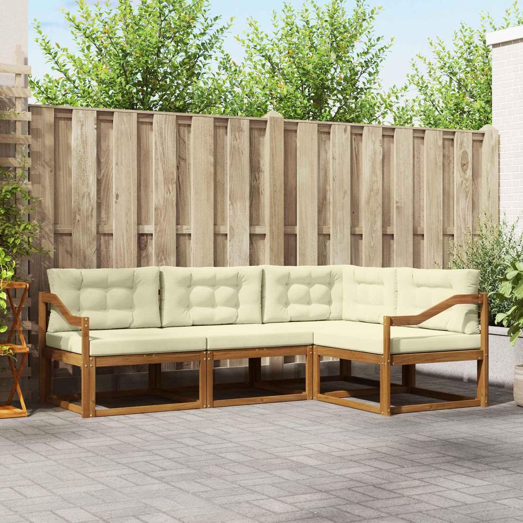 Outdoor-Sofagarnitur mit Kissen (4 pcs)- CLORIS - Natur und Creme - Gartensofas C61