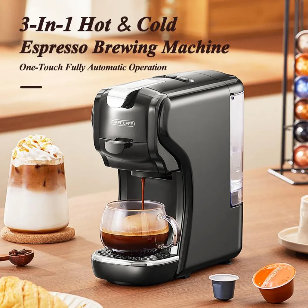 Cafetière à capsules compacte 19 bars pour petit-déjeuner 2 tasses EU
