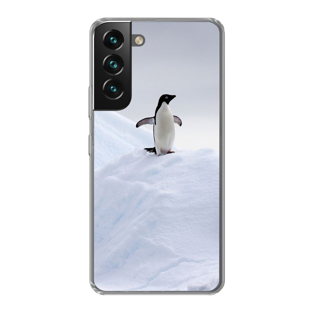 MuchoWow Handyhülle Schutzhülle Hülle für Samsung Galaxy S22 Plus Pinguin - Eis - Winter Silikon Softcase Handy Hülle - Schutzabdeckung