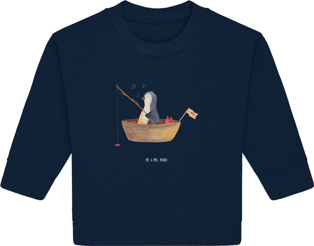 Mr. & Mrs. Panda Organic Baby Pullover Pinguin Angelboot 12. - 18. Monat - French Navy - Geschenk, Boot, Leben, Scheidung, Bullover, Optimistisch, ...