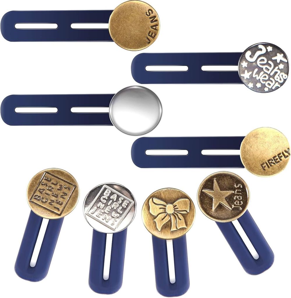 8 Stück Hosenbunderweiterung Knopf Taille Extender Elastischen Metall Knopf Bund Expander Jeans Einziehbare Knöpfe für Hemd Hosen Kleid Hosen