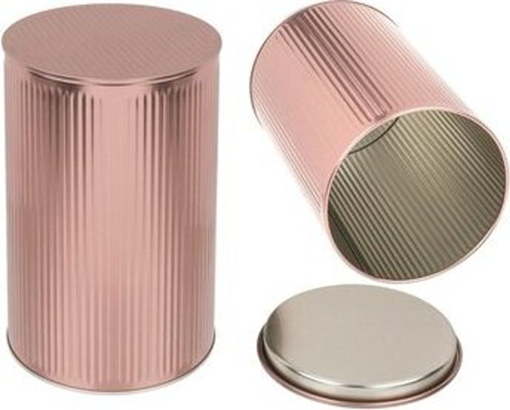 Runde kupfer Metall-Dose, 3D-Design, ca. 11 x 17,6 cm