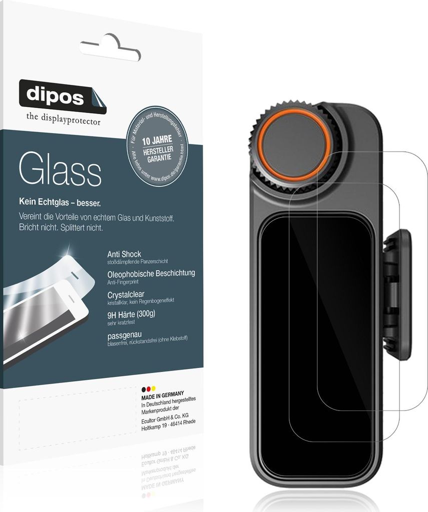 2x Schutzfolie für DJI Mic 3 Receiver - Anti-Shock 9H Folie dipos Glass Kunststoffglas