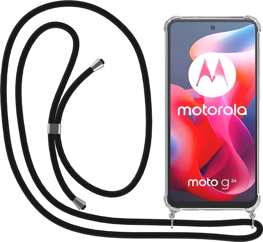 Smartphonica Handyhülle passend für Motorola Moto G24 / G24 Power mit Kabel und Bumper - Hülle mit Telefonkabel - TPU Backcover Case stoßfest m...