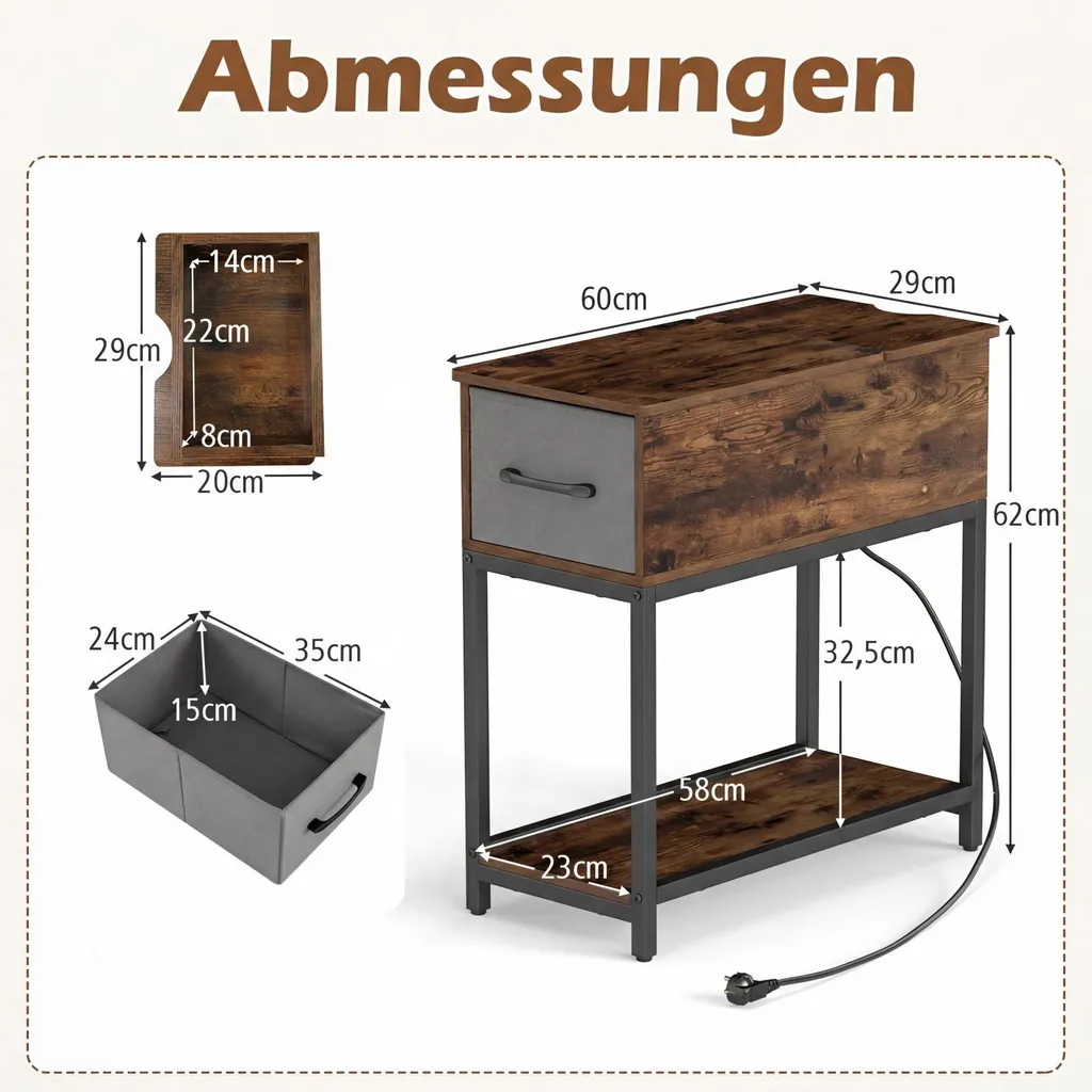Table d'appoint étroite : fini les câbles emmêlés grâce aux prises USB - 3