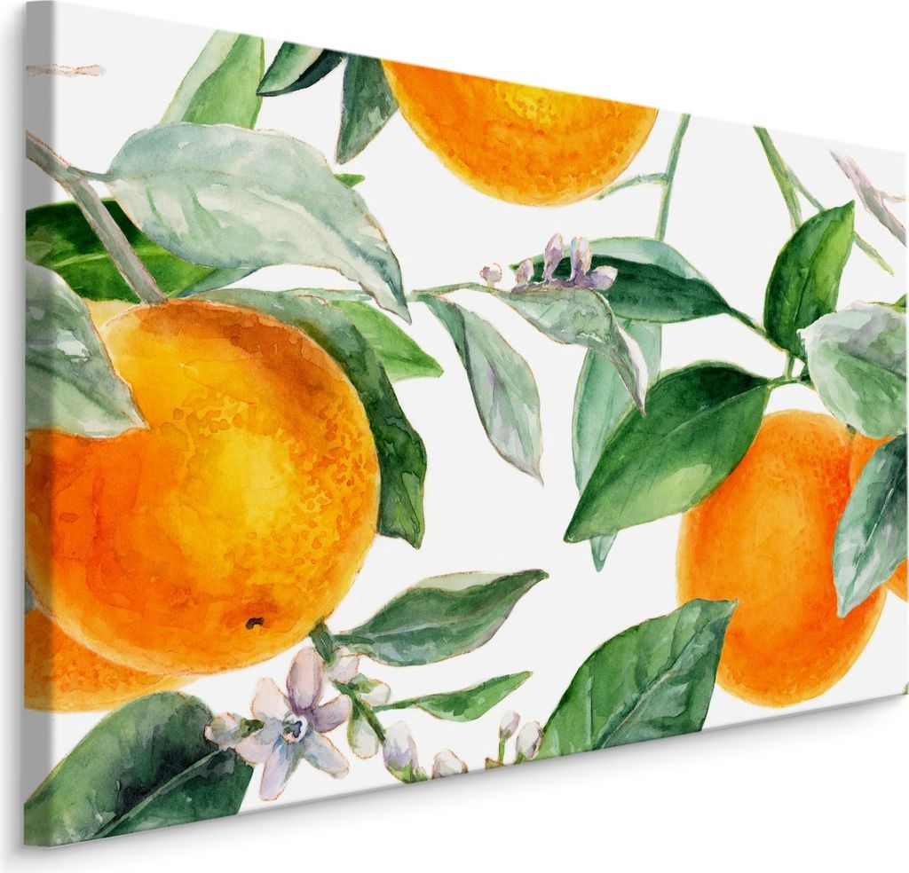 Fabelhafte Canvas LEINWAND BILDER 40x30 cm XXL Kunstdruck Obst Orangen Blumen Gemalt