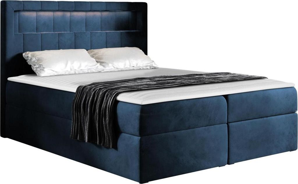 MIRJAN24 Boxspringbett Aspen, Ehebett mit zwei Bettkästen für die Bettwäsche, Doppelbett (Farbe: Velluto 11, Größe: 120 x 200 cm)
