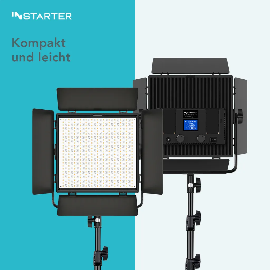 Éclairage Vidéo LED 60W Bi-Color 3200K-7500K avec Support Pivotable 360°