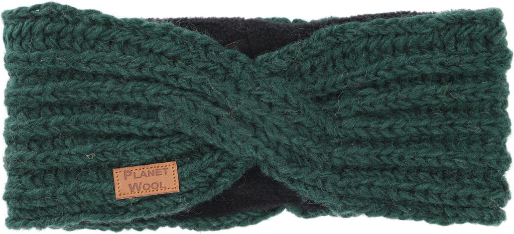 Woll-Strick-Stirnband, Gestrickter Ohrenwärmer - Grün, Uni, Wolle, Stirnbänder