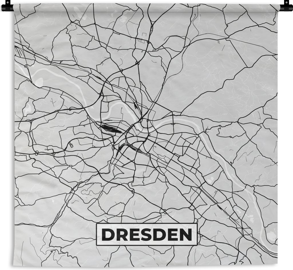 MuchoWow Wandteppich Wandbehang Dresden - Karte - Stadtplan - Deutschland 60x60 cm Tapisserie Dekoration Wandtuch - Dekorationen - Wand Decke